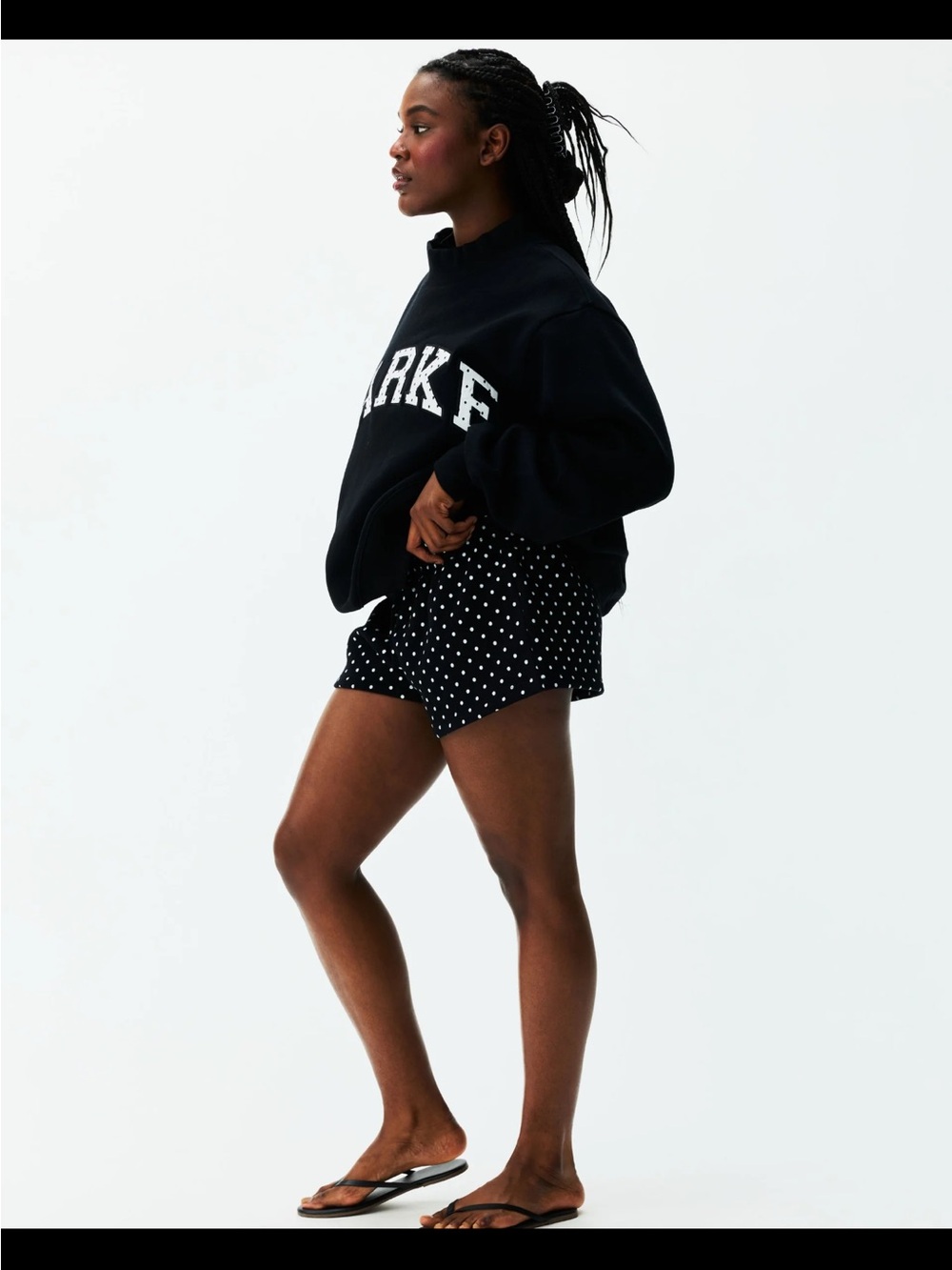 Parke Polka Dot Black SweatShorts in size Large - Picture 3 of 4